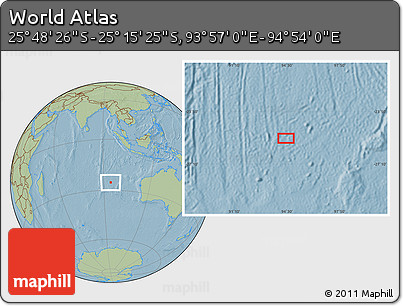 Savanna Style Location Map of the Area around 25° 31' 56" S, 94° 25' 30" E, hill shading