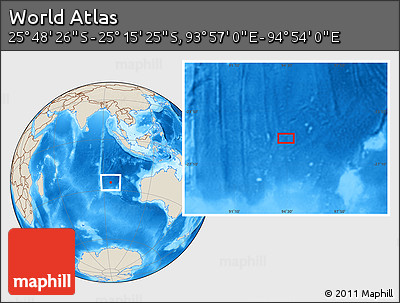 Shaded Relief Location Map of the Area around 25° 31' 56" S, 94° 25' 30" E