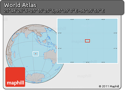 Gray Location Map of the Area around 25° 31' 56" S, 96° 7' 30" E