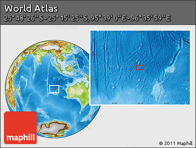 Physical Location Map of the Area around 25° 31' 56" S, 96° 7' 30" E