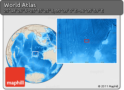 Shaded Relief Location Map of the Area around 25° 31' 56" S, 96° 7' 30" E