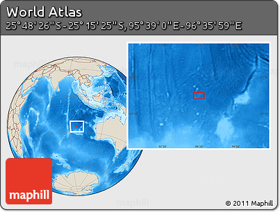 Shaded Relief Location Map of the Area around 25° 31' 56" S, 96° 7' 30" E