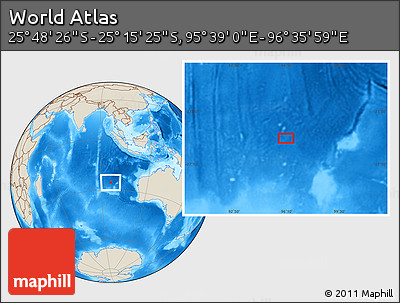 Shaded Relief Location Map of the Area around 25° 31' 56" S, 96° 7' 30" E