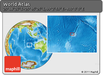 Physical Location Map of the Area around 25° 31' 56" S, 99° 31' 30" E