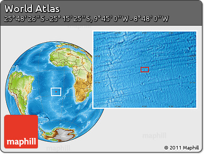Physical Location Map of the Area around 25° 31' 56" S, 9° 16' 30" W
