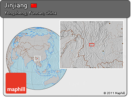 Gray Location Map of Jinjiang, hill shading