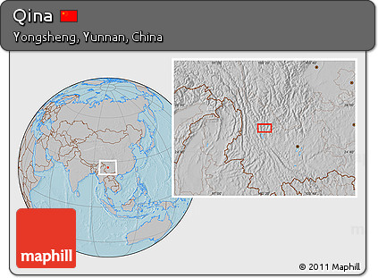 Gray Location Map of Qina, hill shading