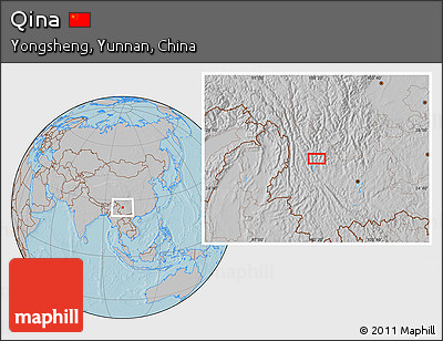 Gray Location Map of Qina, hill shading