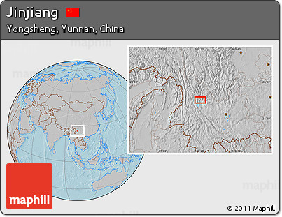 Gray Location Map of Jinjiang, hill shading
