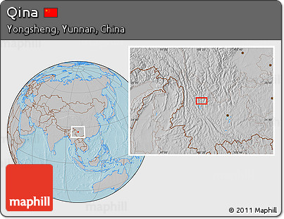 Gray Location Map of Qina, hill shading