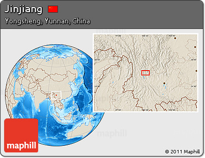 Shaded Relief Location Map of Jinjiang