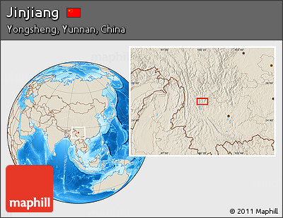 Shaded Relief Location Map of Jinjiang
