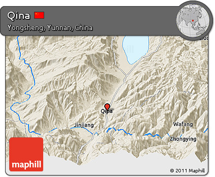 Shaded Relief Panoramic Map of Qina
