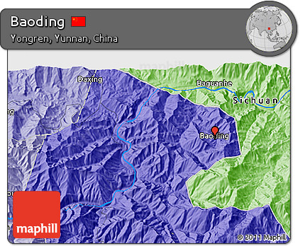 Political 3D Map of Baoding