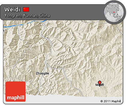 Shaded Relief 3D Map of Weidi