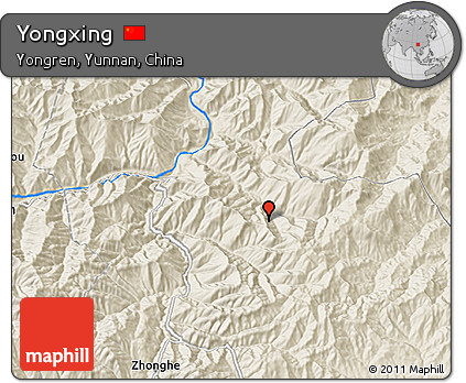 Shaded Relief 3D Map of Yongxing