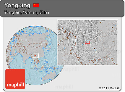Gray Location Map of Yongxing, hill shading