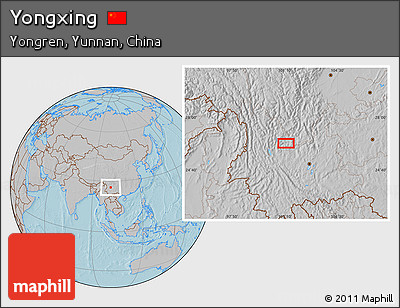 Gray Location Map of Yongxing, hill shading