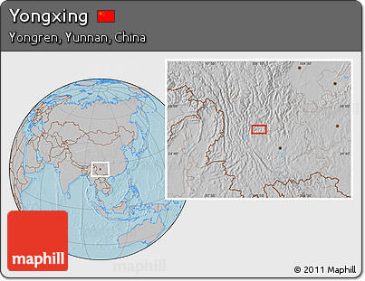 Gray Location Map of Yongxing, hill shading