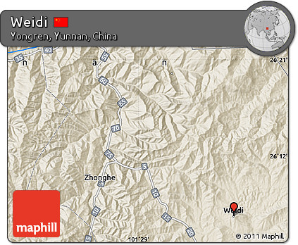 Shaded Relief Map of Weidi