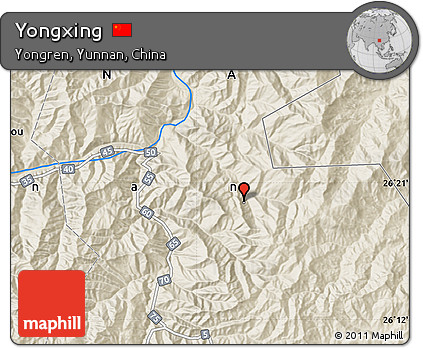 Shaded Relief Map of Yongxing