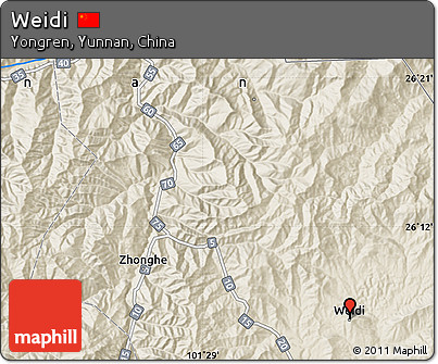 Shaded Relief Map of Weidi
