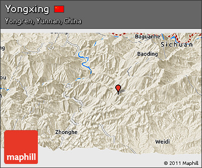 Shaded Relief Panoramic Map of Yongxing