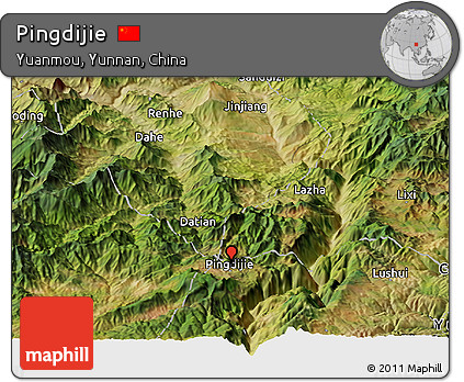 Satellite Panoramic Map of Pingdijie