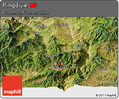 Satellite Panoramic Map of Pingdijie