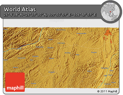 Physical 3D Map of the Area around 26° 21' 4" N, 106° 19' 29" E