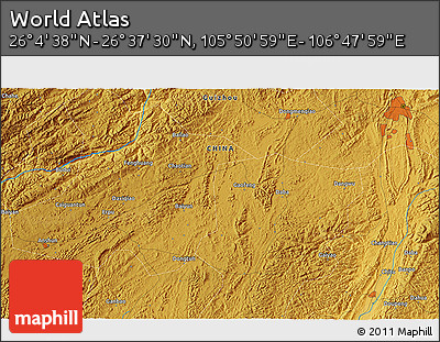 Physical 3D Map of the Area around 26° 21' 4" N, 106° 19' 29" E