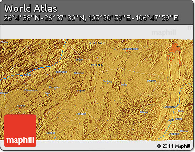 Physical 3D Map of the Area around 26° 21' 4" N, 106° 19' 29" E