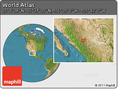 Satellite Location Map of the Area around 26° 21' 4" N, 106° 10' 30" W