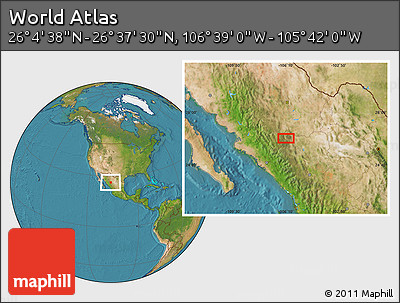 Satellite Location Map of the Area around 26° 21' 4" N, 106° 10' 30" W