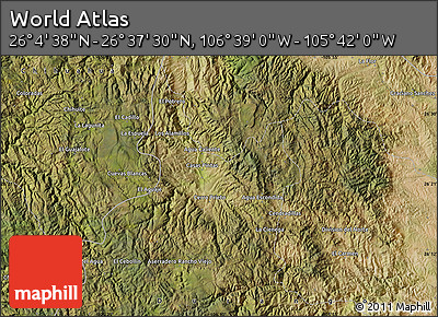 Satellite Map of the Area around 26° 21' 4" N, 106° 10' 30" W