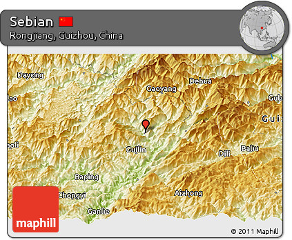 Physical Panoramic Map of Sebian