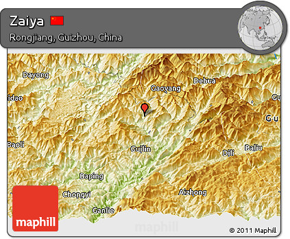 Physical Panoramic Map of Zaiya