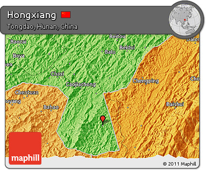 Political 3D Map of Hongxiang
