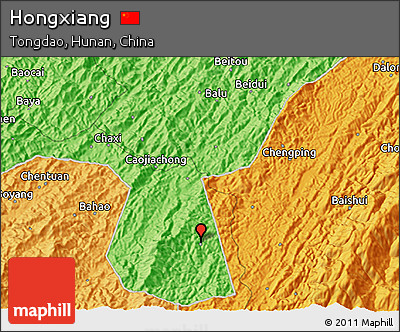 Political 3D Map of Hongxiang