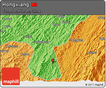 Political 3D Map of Hongxiang