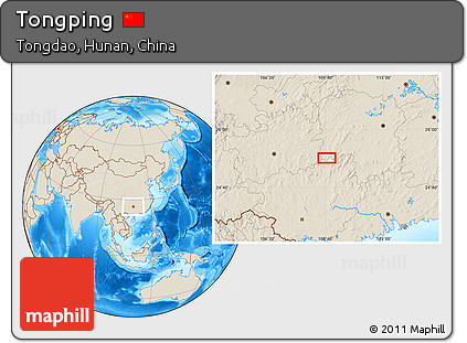 Shaded Relief Location Map of Tongping