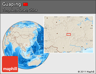 Shaded Relief Location Map of Guaping