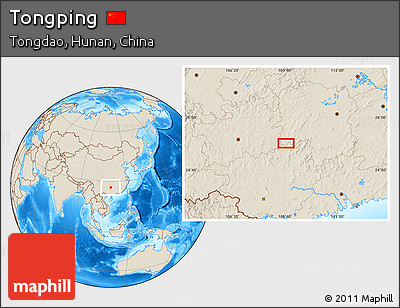 Shaded Relief Location Map of Tongping
