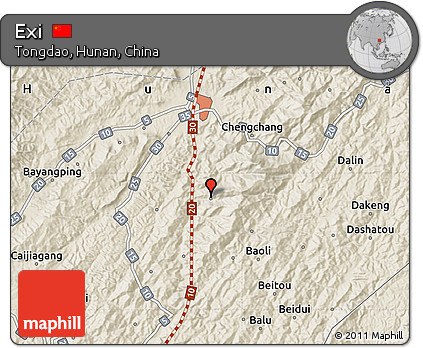 Shaded Relief Map of Exi