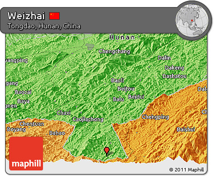 Political Panoramic Map of Weizhai