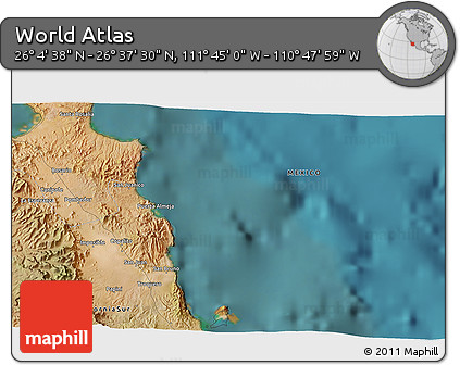 Satellite 3D Map of the Area around 26° 21' 4" N, 111° 16' 30" W