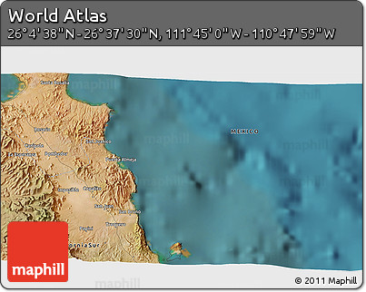 Satellite 3D Map of the Area around 26° 21' 4" N, 111° 16' 30" W