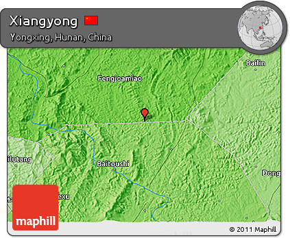 Political 3D Map of Xiangyong