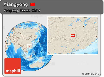 Shaded Relief Location Map of Xiangyong