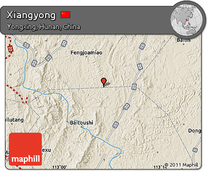 Shaded Relief Map of Xiangyong